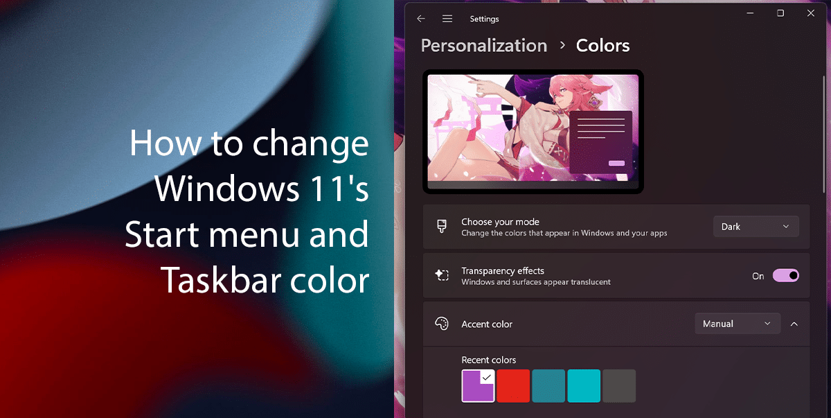 How to change Windows 11's Start menu and Taskbar color featured