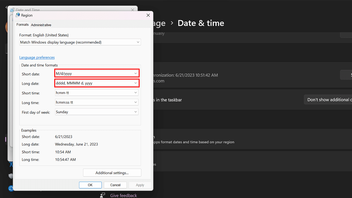 How to change date and time in Windows 11 8