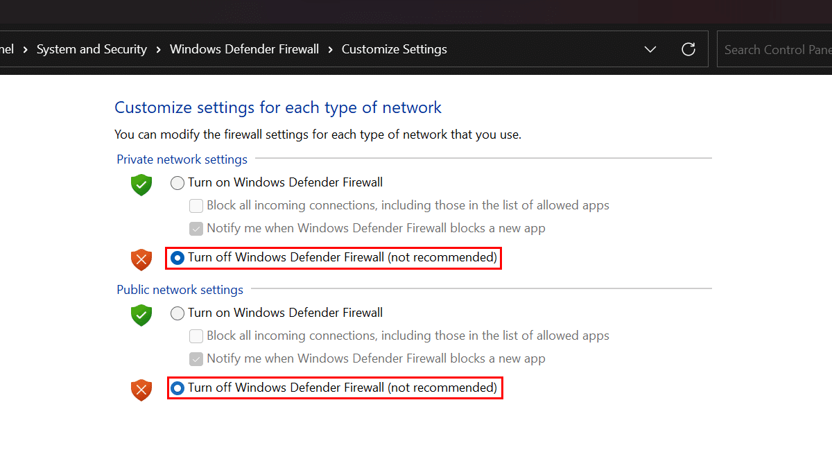 How to disable firewall in Windows 11 8