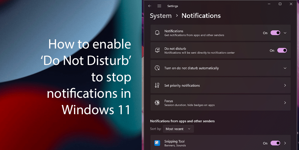 How to enable ‘Do Not Disturb’ to stop notifications in Windows 11 featured