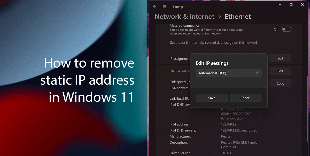 How to remove static IP address in Windows 11 featured