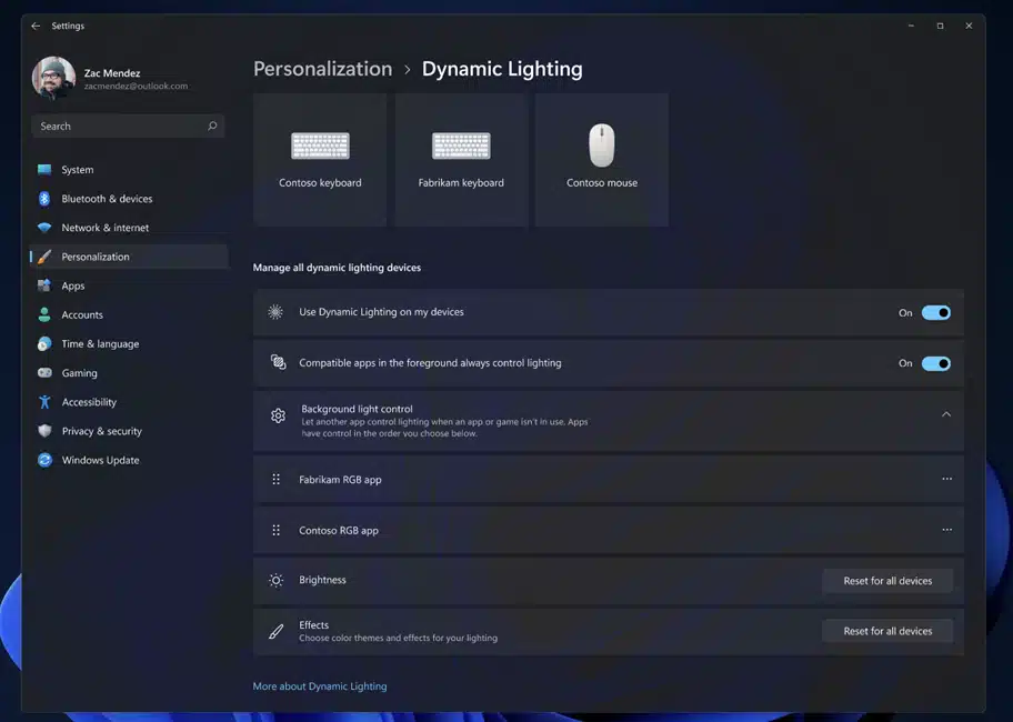 Windows 11 Dynamic Lighting