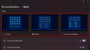 How to change Start menu pins layout in Windows 11