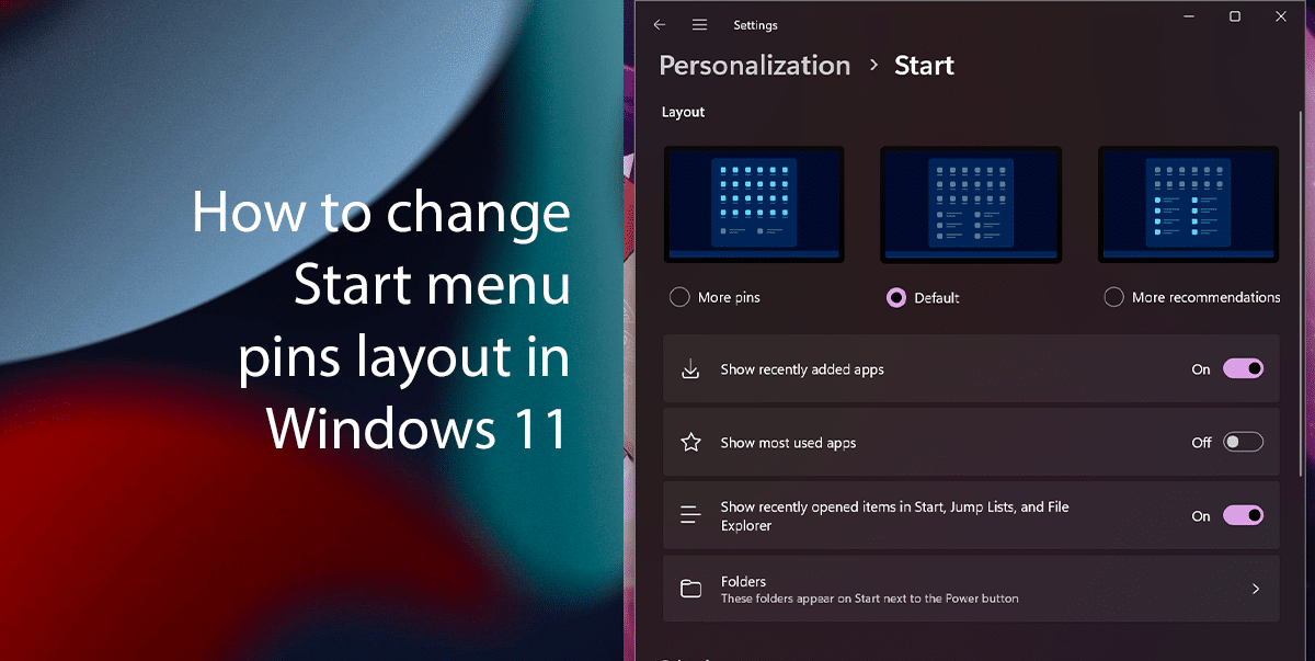 How to change Start menu pins layout in Windows 11 featured