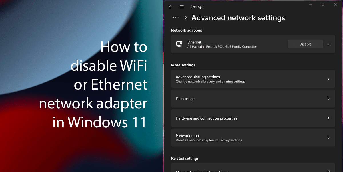How to disable WiFi or Ethernet network adapter on Windows 11 featured