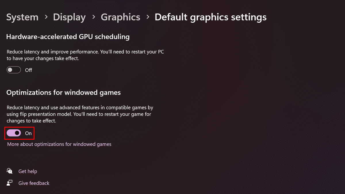 How to enable optimizations for windowed games in Windows 11 4