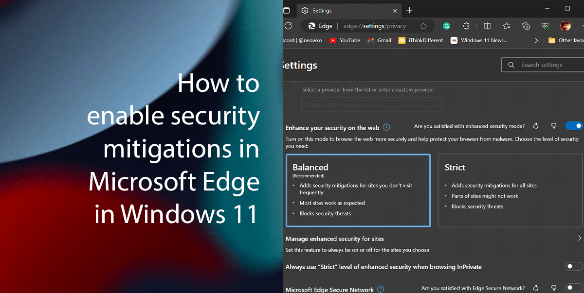 How to enable security mitigations in Microsoft Edge in Windows 11 featured