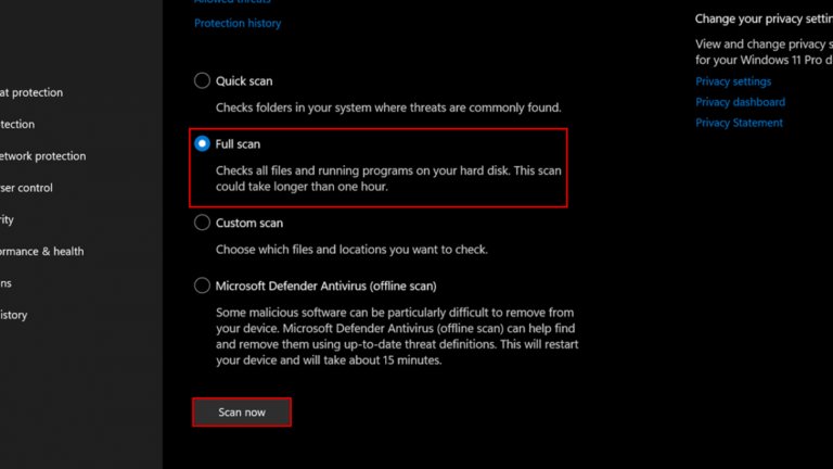 How to run Microsoft Defender full virus scan in Windows 11 ...