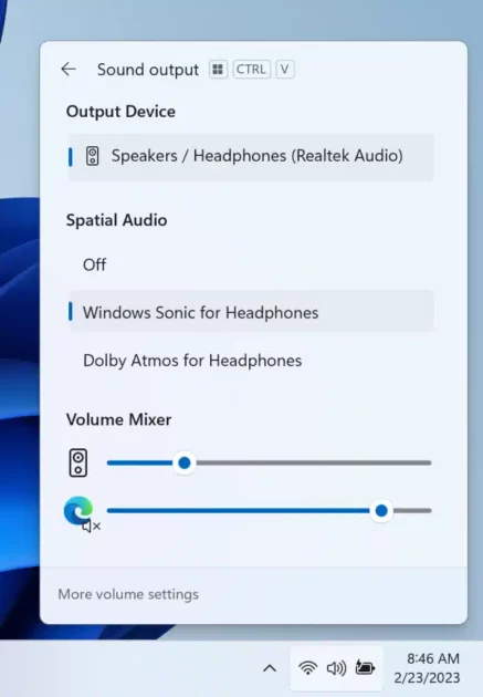 Windows 11 Volume mixer