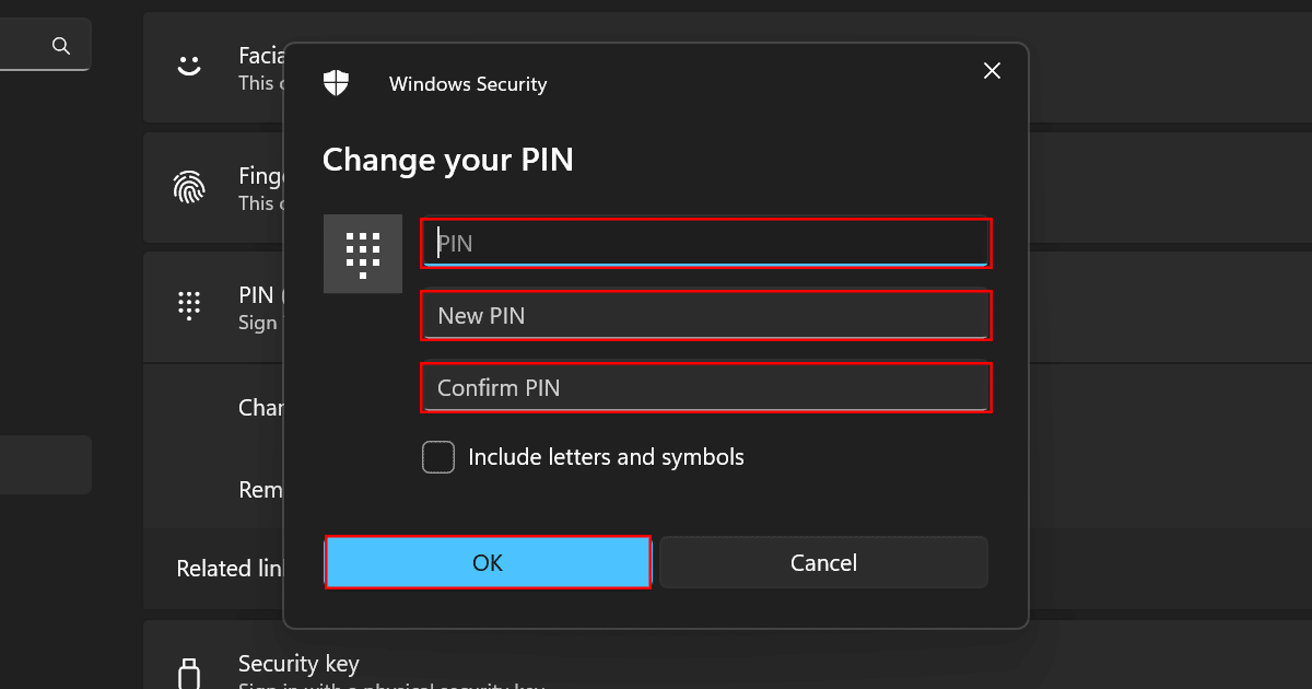 How to change PIN password in Windows 11 3