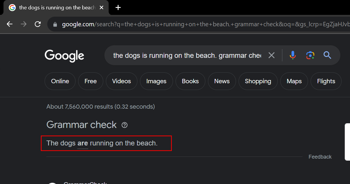 How to enable Google Search's Grammar Check feature 3