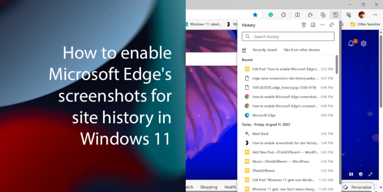How to enable Microsoft Edge's screenshots for site history in Windows 11