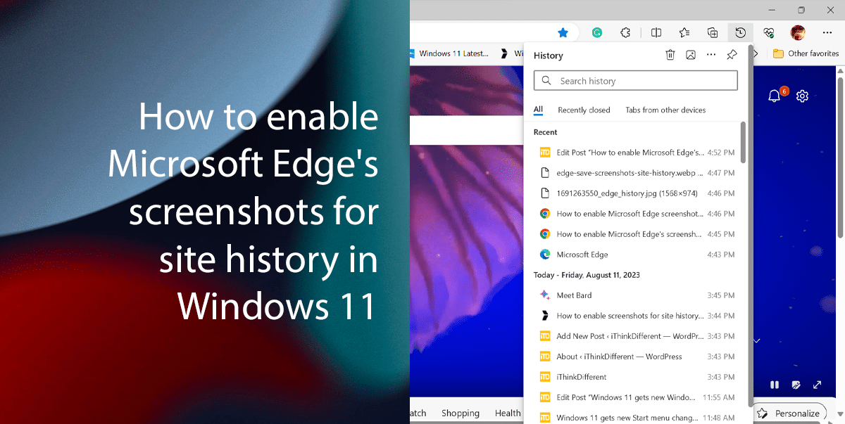 How to enable Microsoft Edge's screenshots for site history in Windows 11 featured