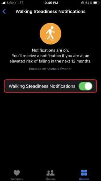 How to enable Walking Steadiness notifications in iOS 16
