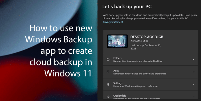 How to use new Windows Backup app to create cloud backup in Windows 11 featured