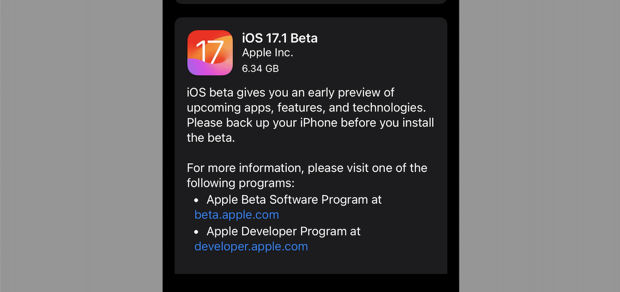 iOS 17.1 Beta 1