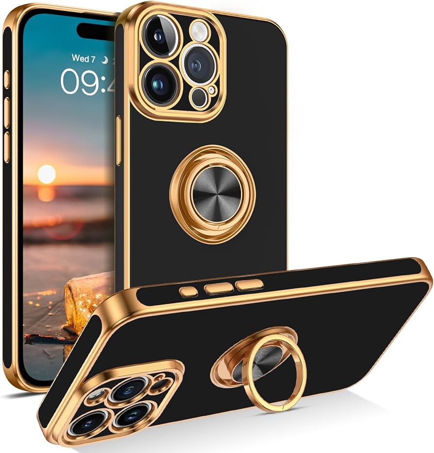 BENTOBEN for iPhone 15 Pro Max Case, iPhone 15 Pro Max Phone Case with 360 Ring Stand Kickstand, Flexible TPU Bumper Shockproof Non-Slip Women Men Protective Case for iPhone 15 Pro Max