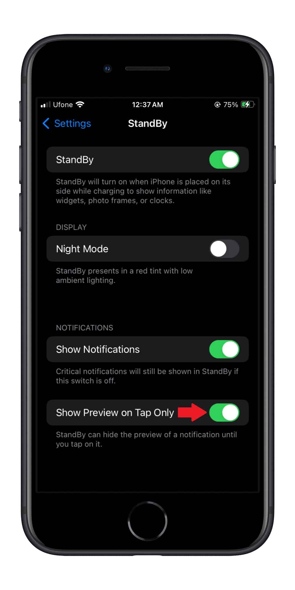 How to hide notifications in StandBy mode in iOS 17