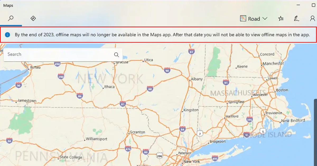 Windows 11 soon to end support for offline maps