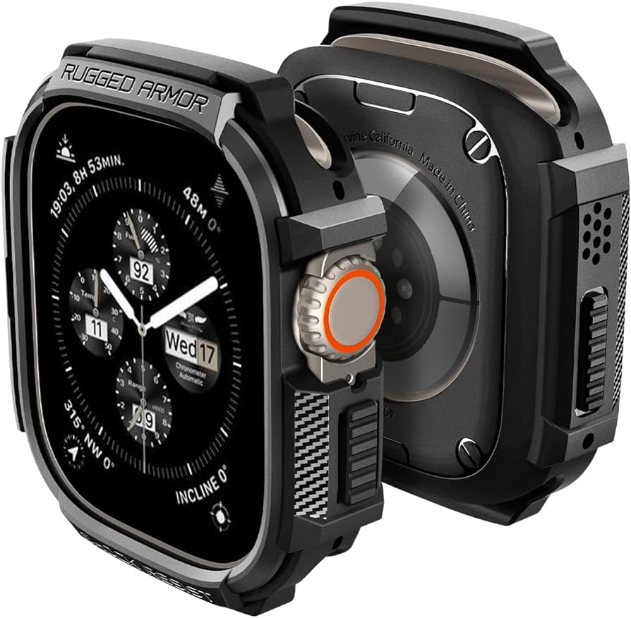 Spigen Rugged Armor Designed for Apple Watch Ultra 2 case with Durable TPU
