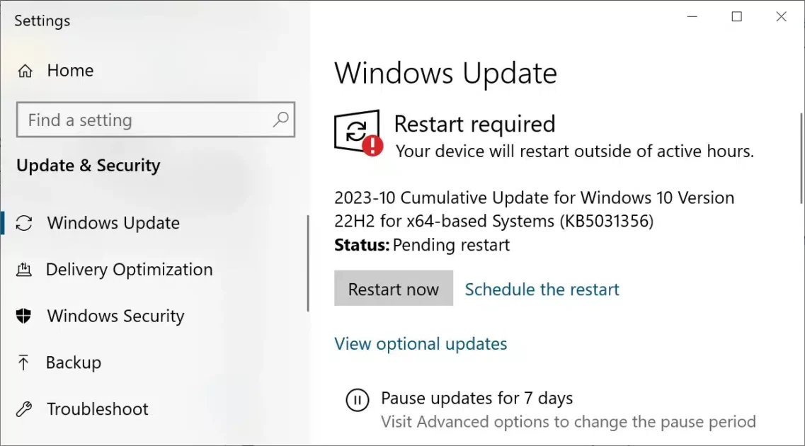 Windows 10 KB5031356