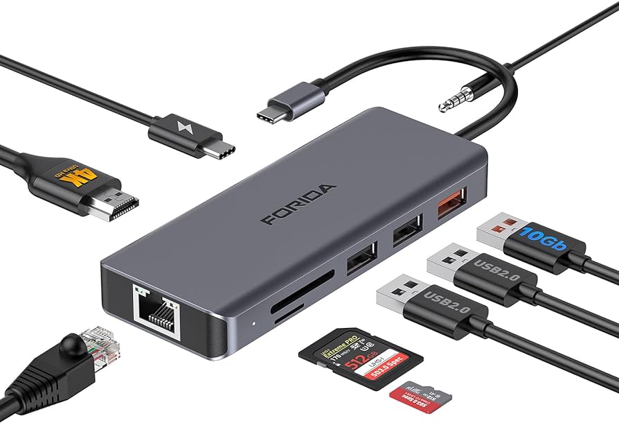 FORIDA's USB C hub, 9-in-1 multiport adapter for MacBook Pro