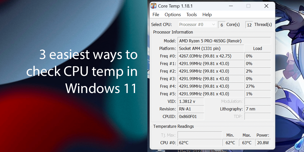 Check CPU temp in Windows 11