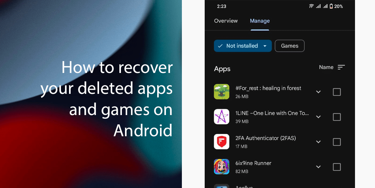 Android apps and games recovery