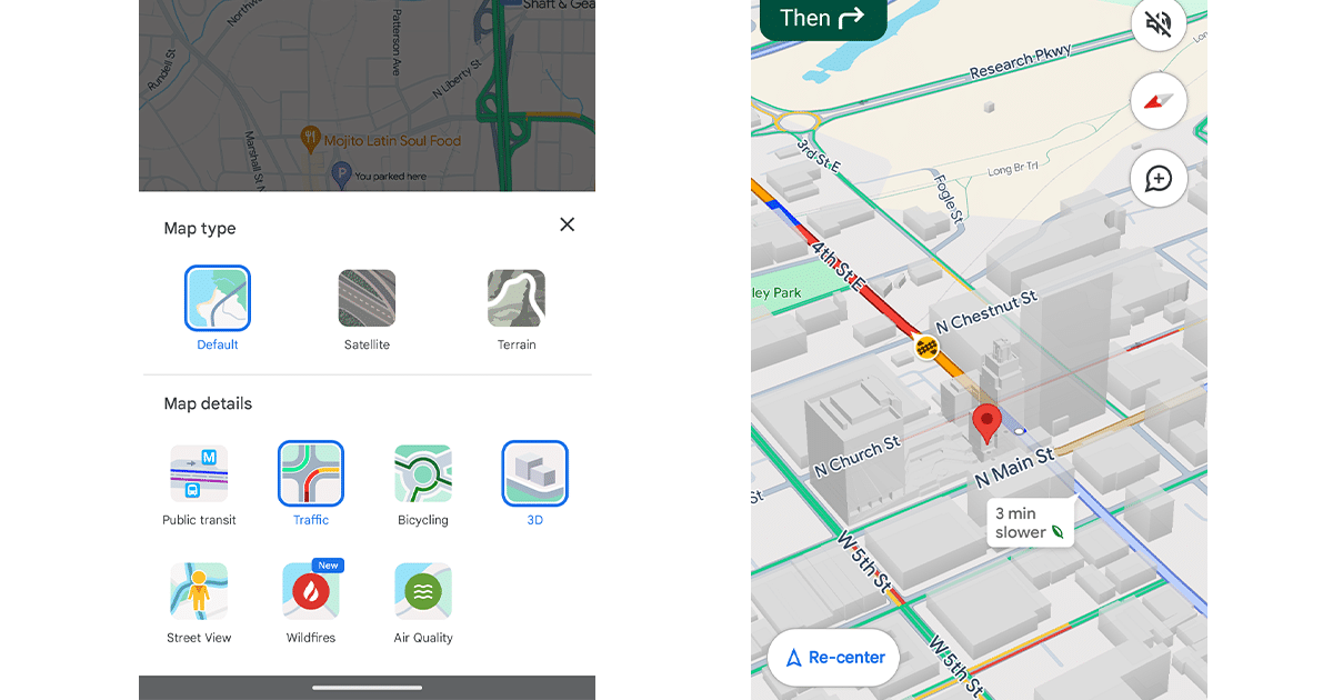 Google Maps 3D bulding navigation