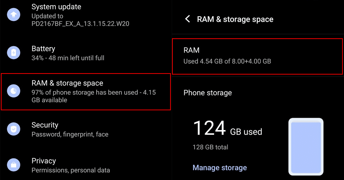 check Android smartphone's RAM