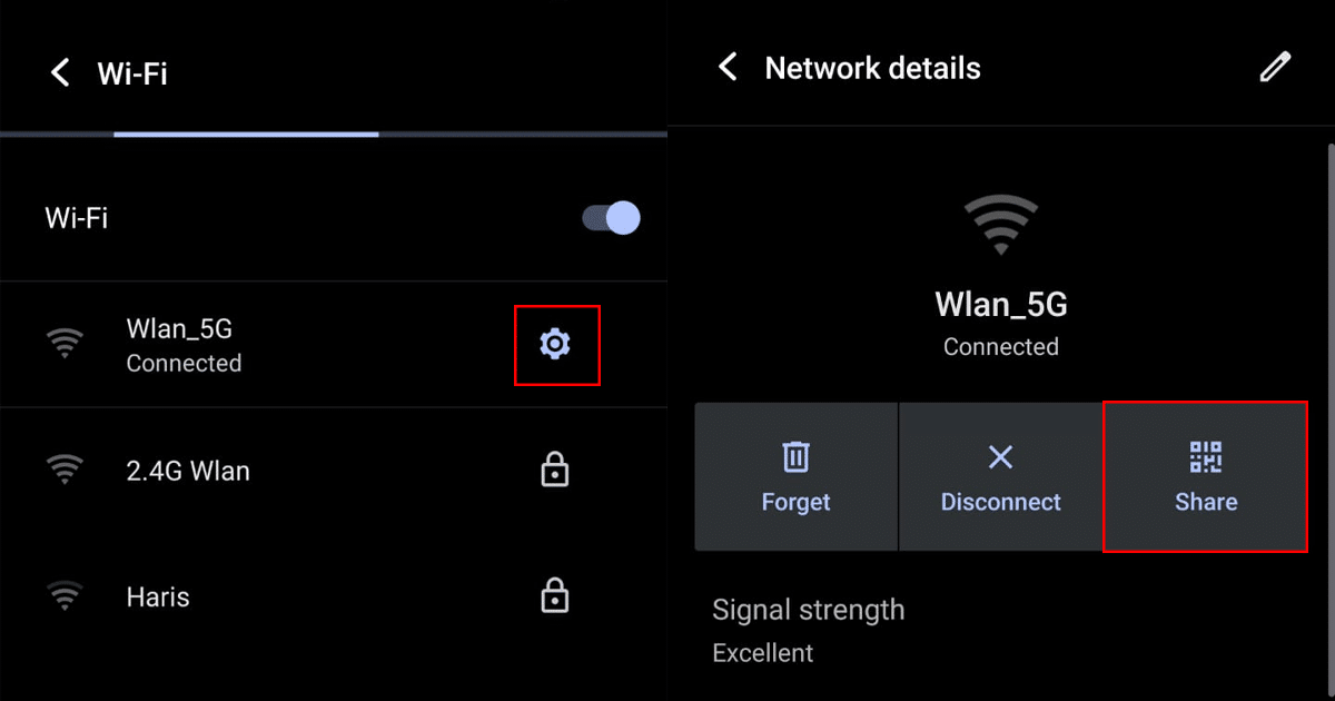 Sharing Wi-Fi passwords on Android