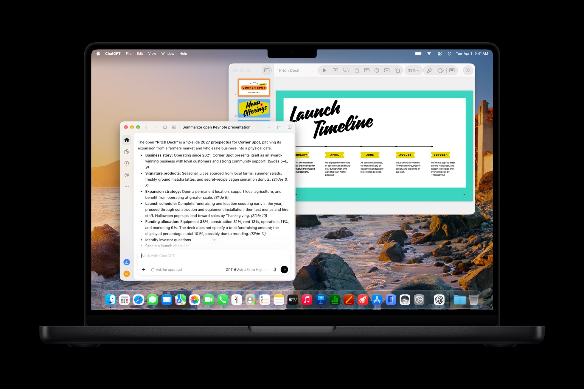 Keynote assistant running on a MacBook Pro