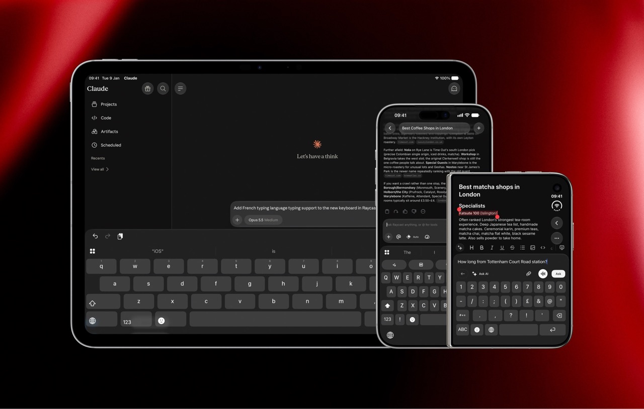 Raycast Keyboard iOS iPhone iPad