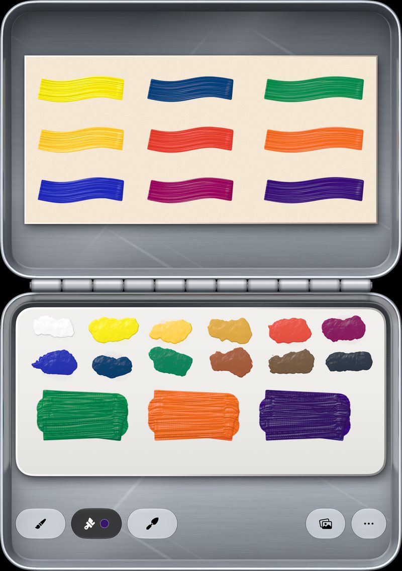 AltoPaint mixing lemon and phthalo to green, cadmium yellow and red to orange, and ultramarine and magenta to violet