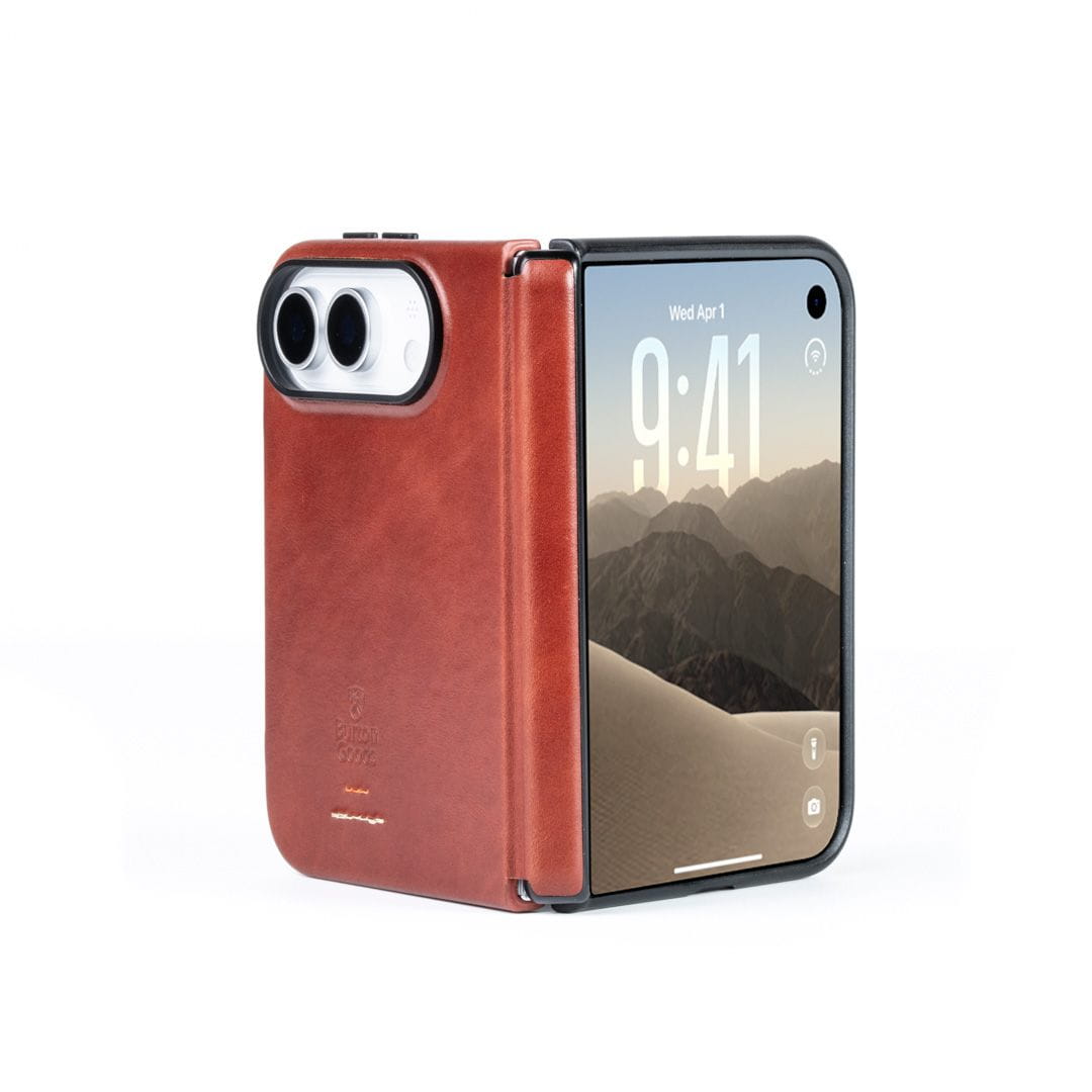 Burton Goods Heritage leather case for iPhone Duo in Deep Amber