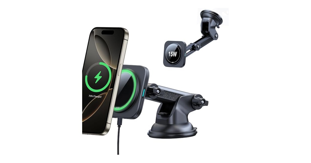 ESR HaloLock 15W suction cup car mount charger for iPhone Duo