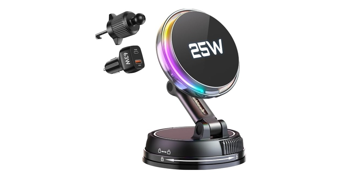 GuMosh Qi2.2 25W car charger with cooling fan for iPhone Duo