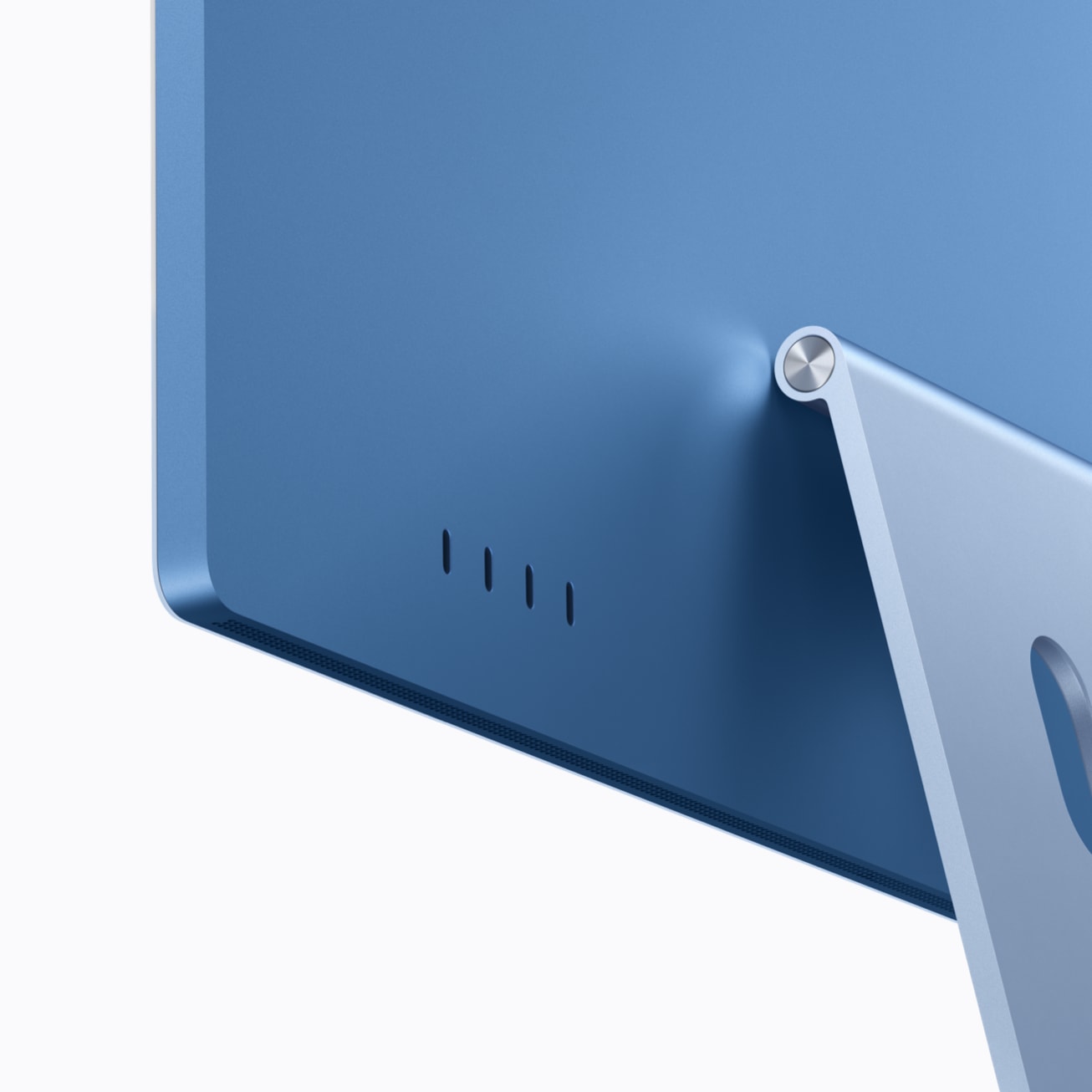 Four Thunderbolt 4 ports on the back of the iMac with M6 in blue