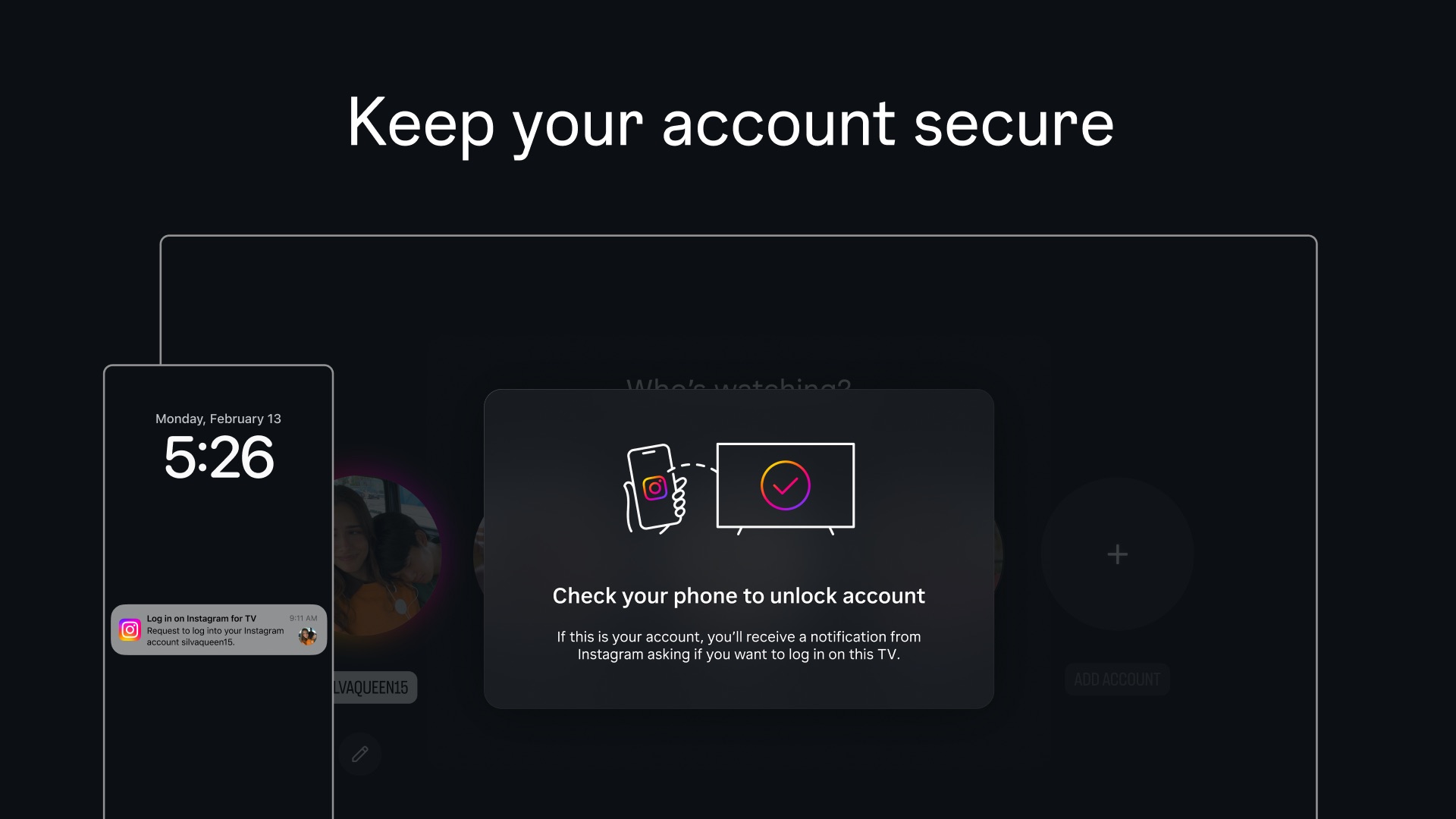 Instagram app on Apple TV, fourth screenshot from the App Store listing