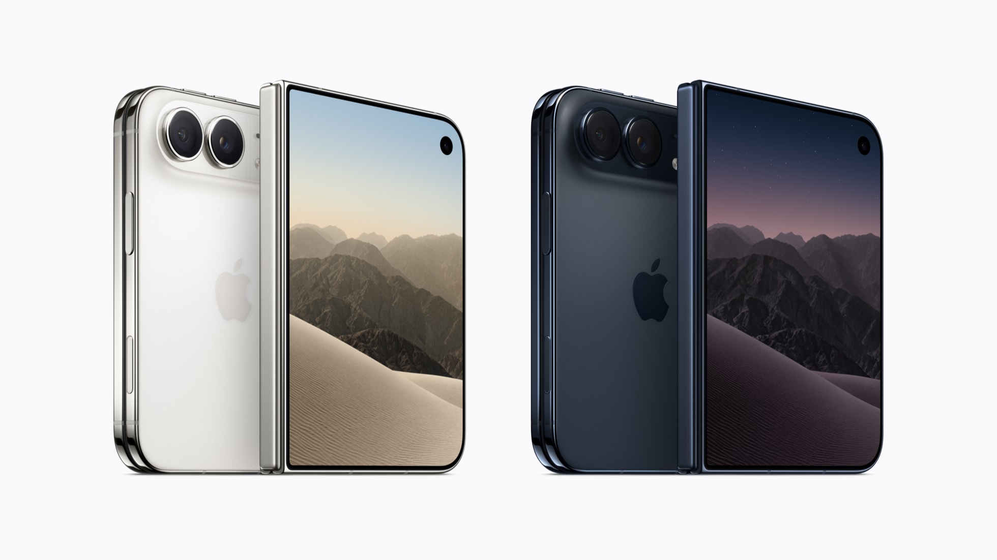 iPhone Duo in star white and night sky shown front and back