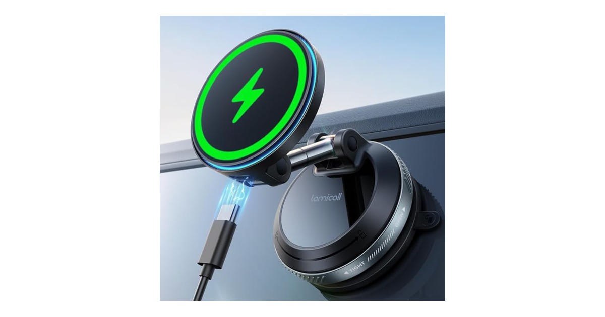 Lamicall 15W vacuum suction car mount charger for iPhone Duo