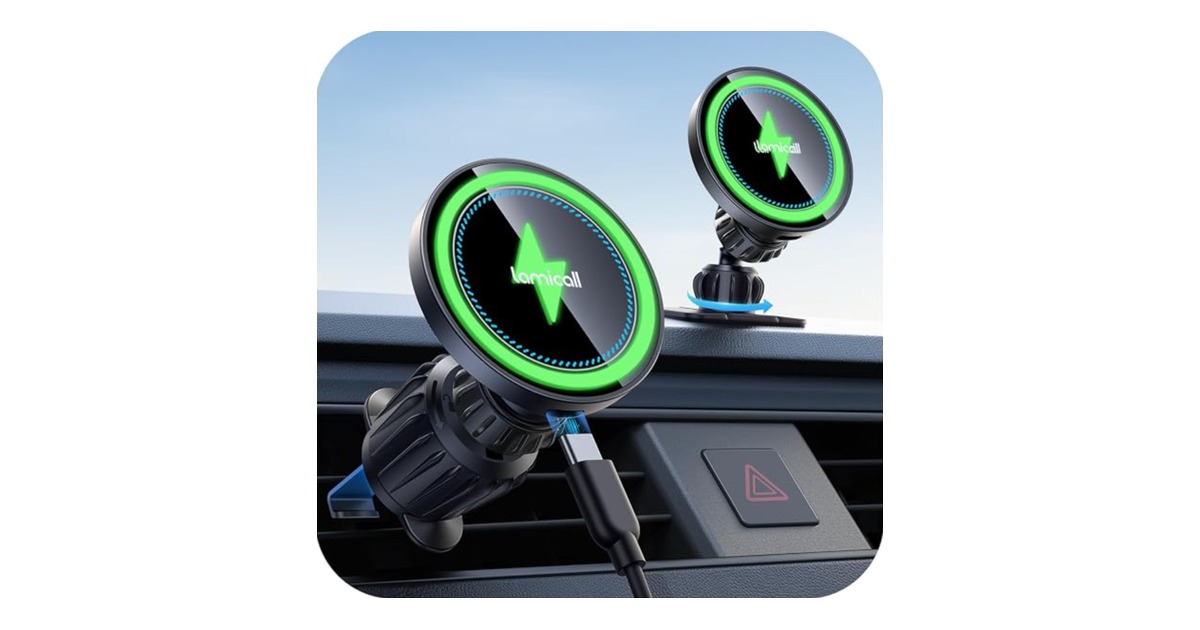Lamicall 15W vent and dashboard car mount charger for iPhone Duo