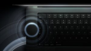 Close-up of the six-speaker audio system on the MacBook Pro with PROLED XDR Display