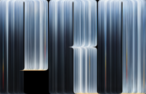 MacBook Pro PROLED XDR wallpaper with oversized PRO lettering built from silver-blue lines on black
