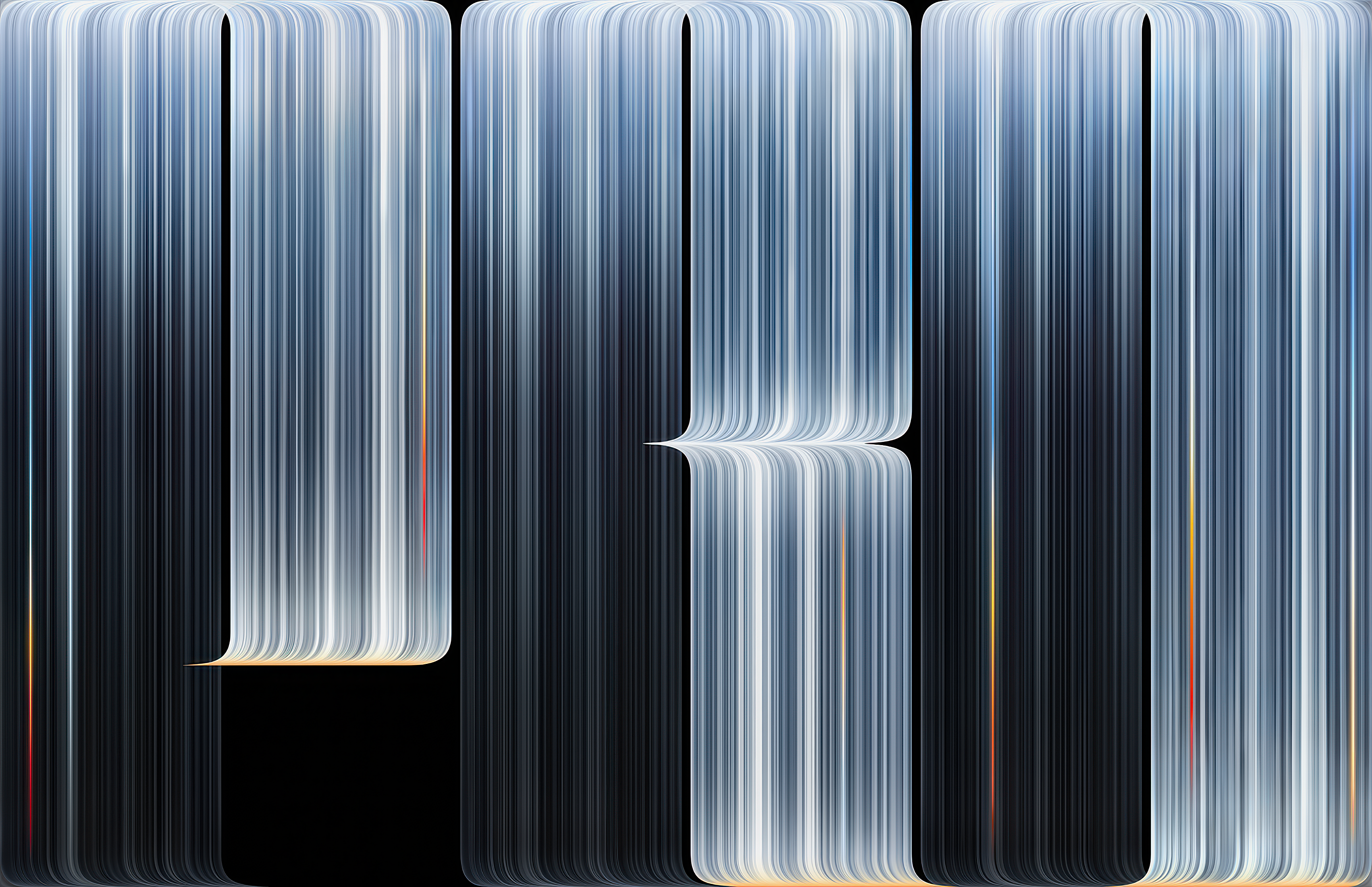 MacBook Pro PROLED XDR wallpaper with oversized PRO lettering built from silver-blue lines on black