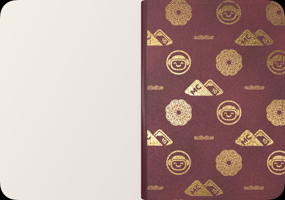 MoneyCoach wallet cover in burgundy calf leather with the gold Rosette monogram