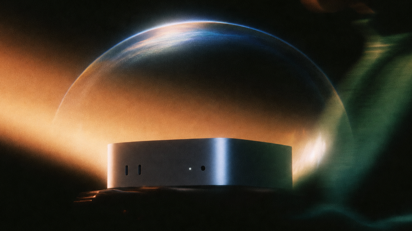 Mac mini against a glowing planetary backdrop from Perplexity's fully local Perplexity Computer announcement