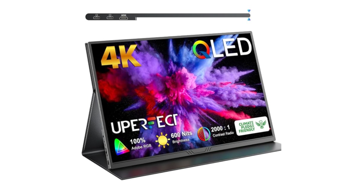 UPERFECT 4K QLED portable monitor for the M6 Mac mini